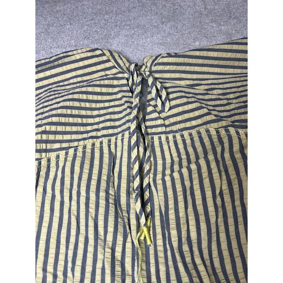 Free People One of the Boys Striped Shirt Yellow Blue long sleeve Boho Size M - Picture 10 of 10
